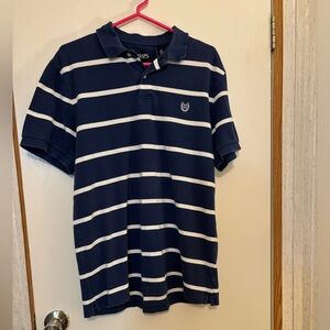 Chaps Men's Navy and White Striped Polo